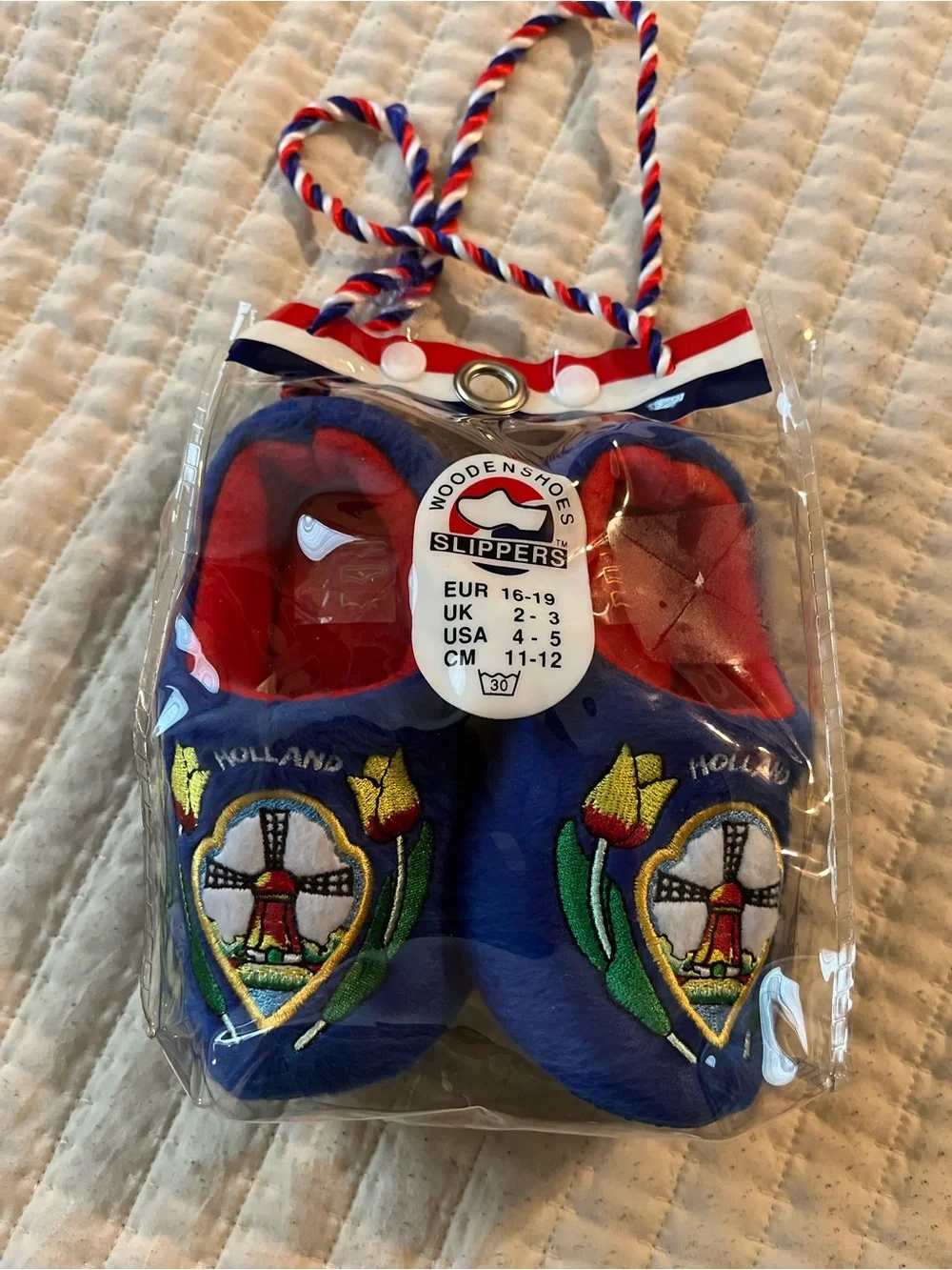 Kids Blue Holland Tulip Windmill Slippers